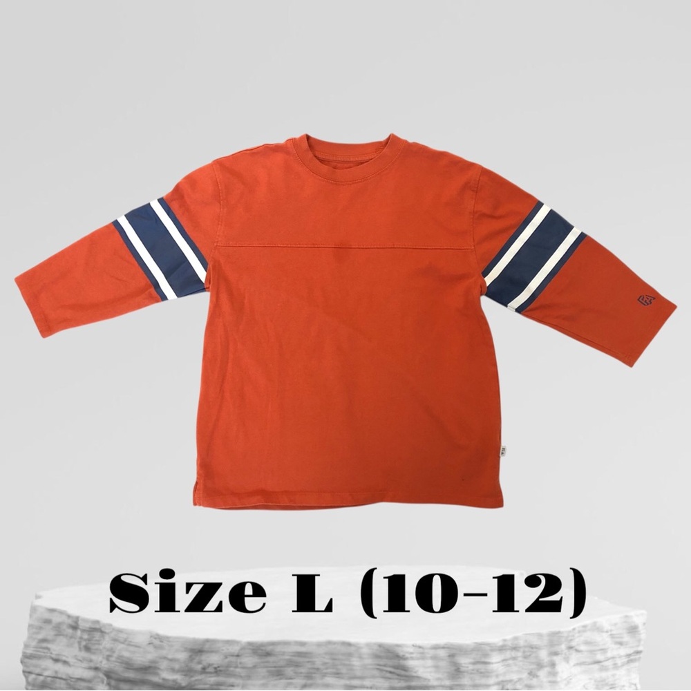 Orange Kids Shirt with Navy & White Stripes